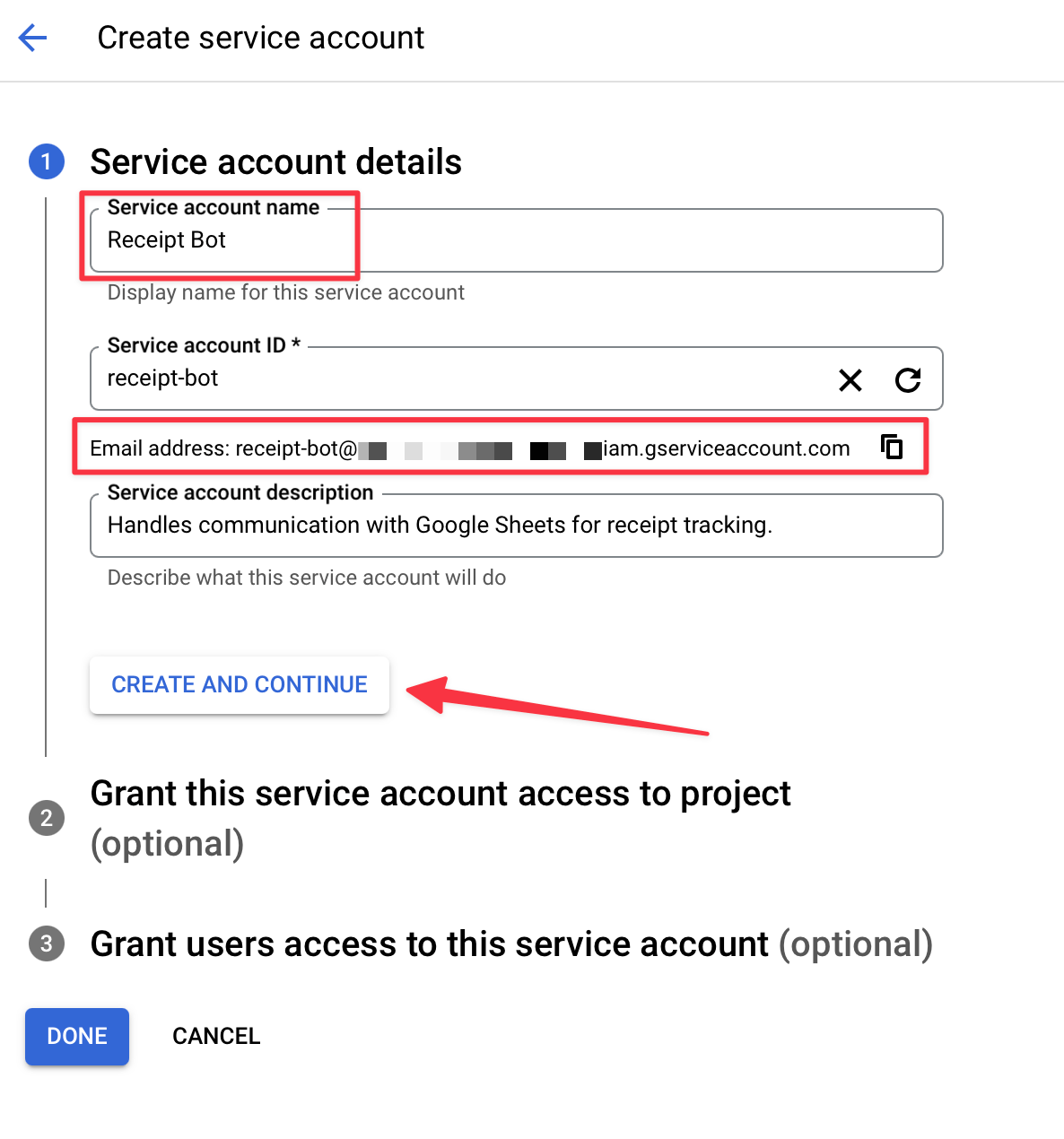 Create Service Account Google Cloud