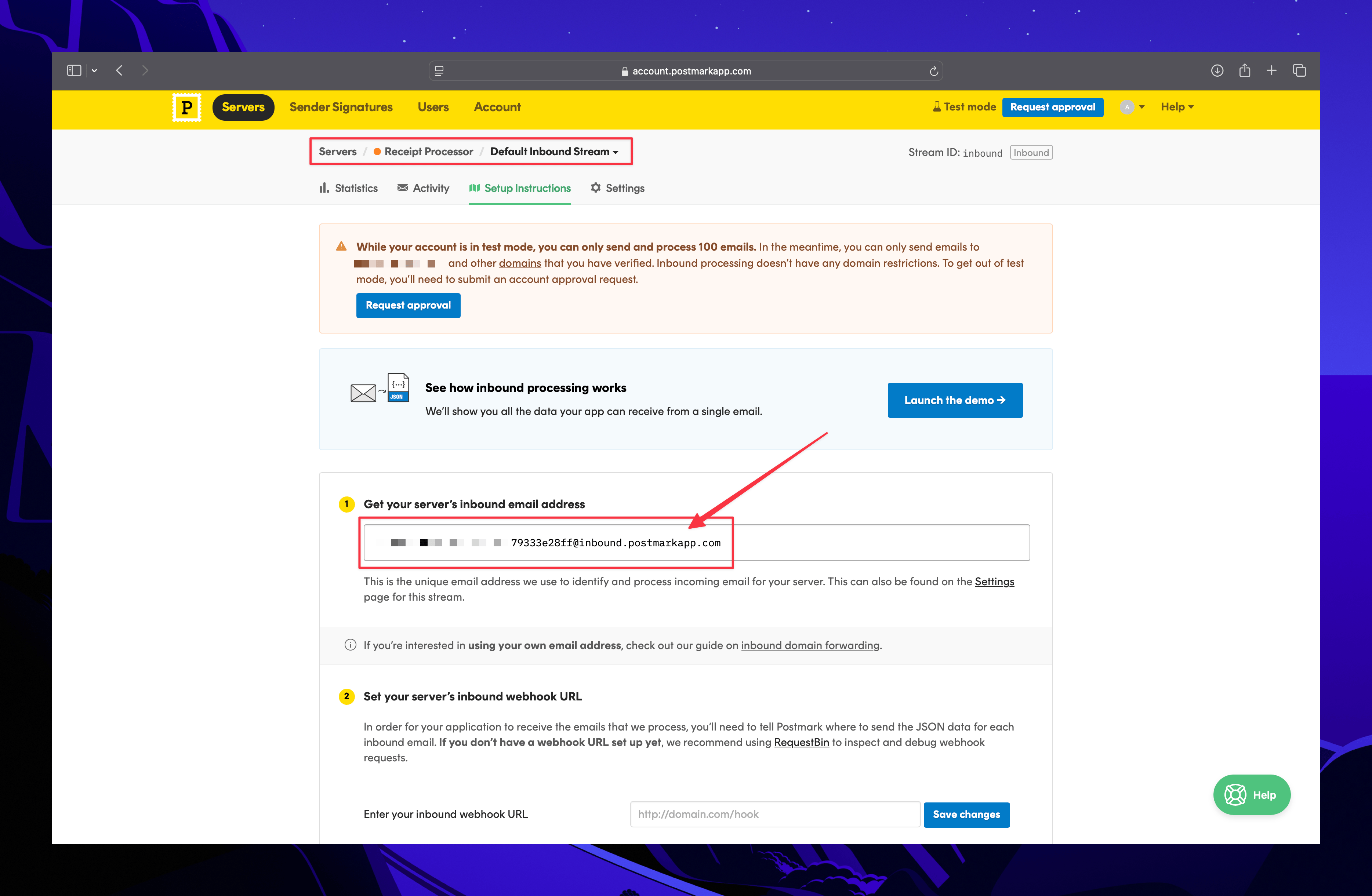 Inbound email setup details