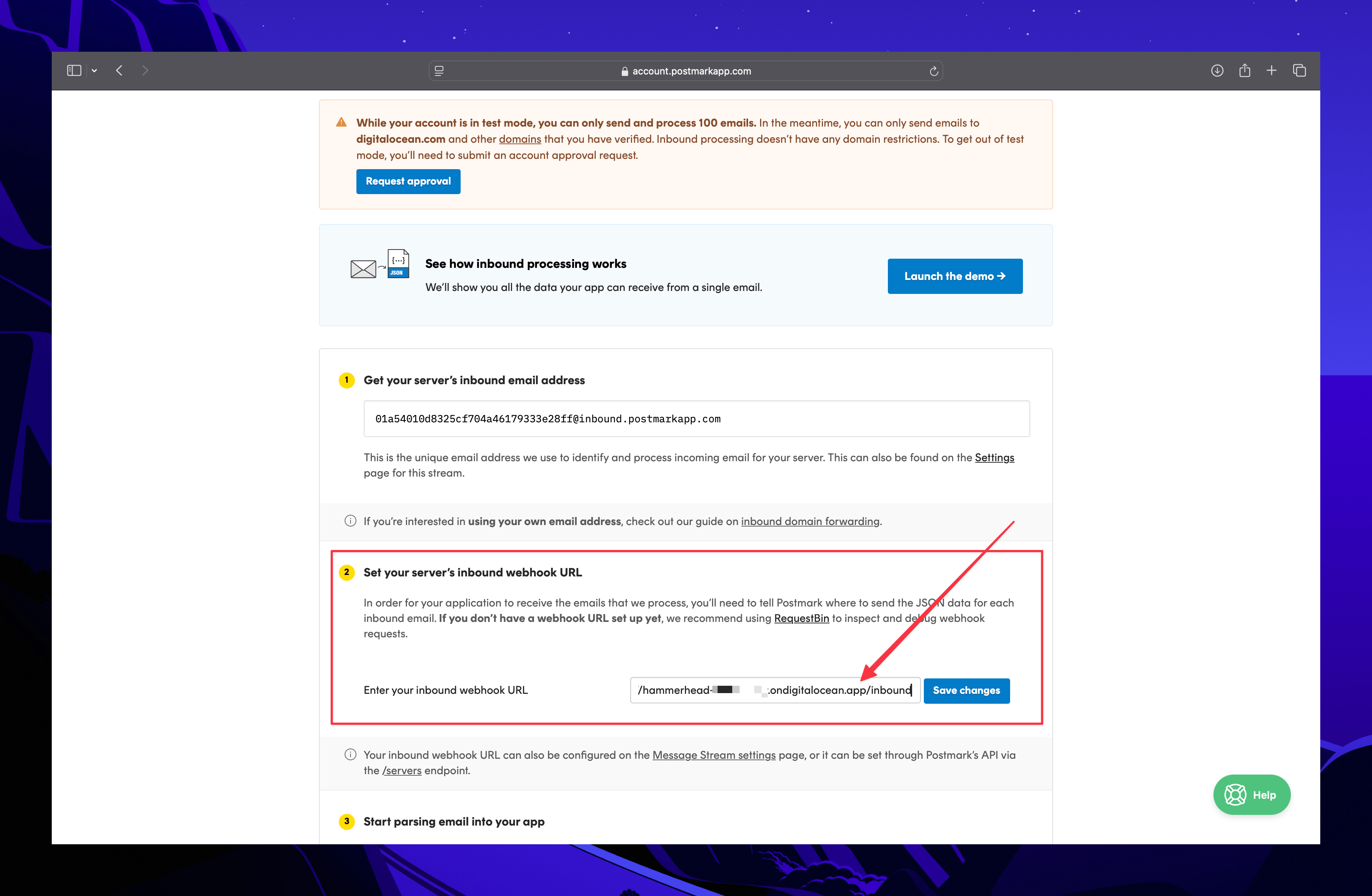 Set inbound webhook URL in Posthog
