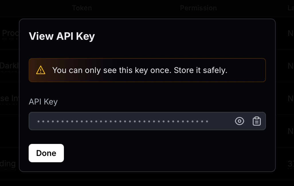 View Resend API Key Warning
