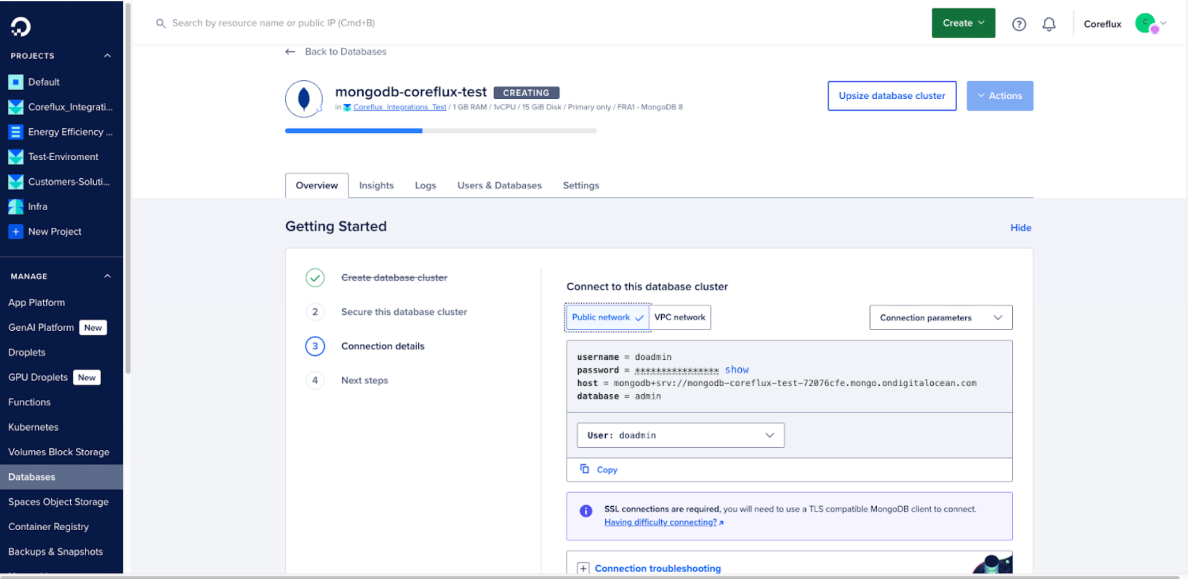 Connection Details for MongoDB