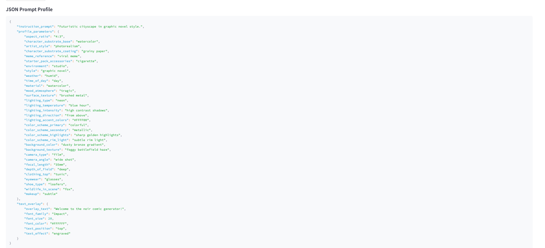 JSON Prompt Profile