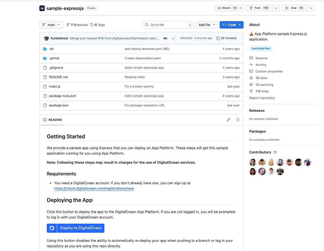 Sample Express App Github