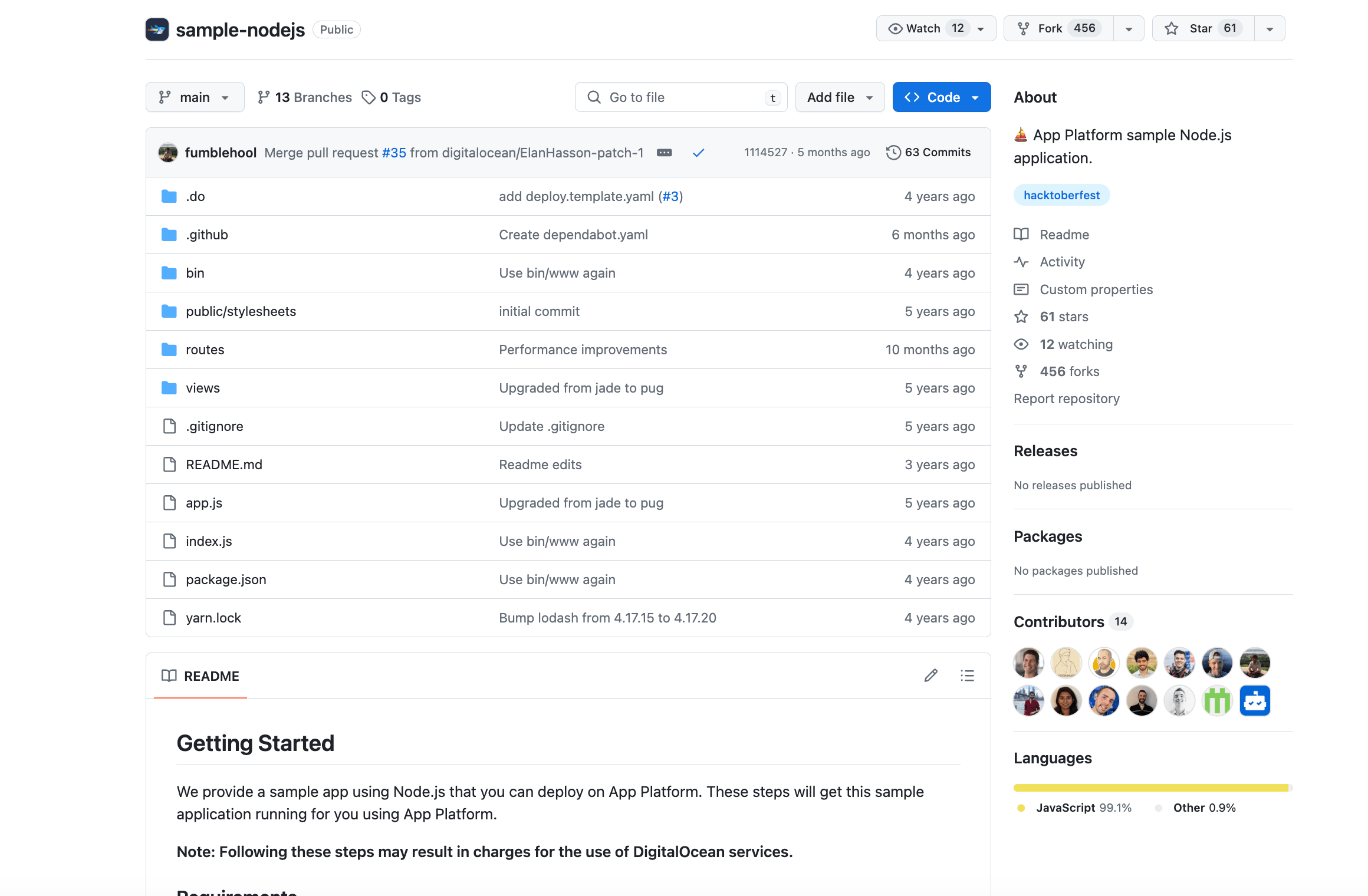 Sample Node App Github