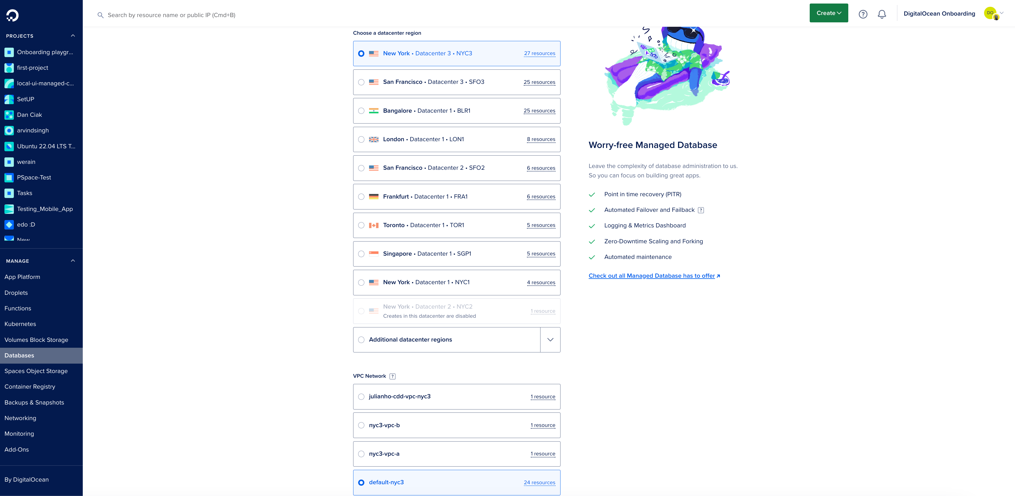 Select Region and VPC Network