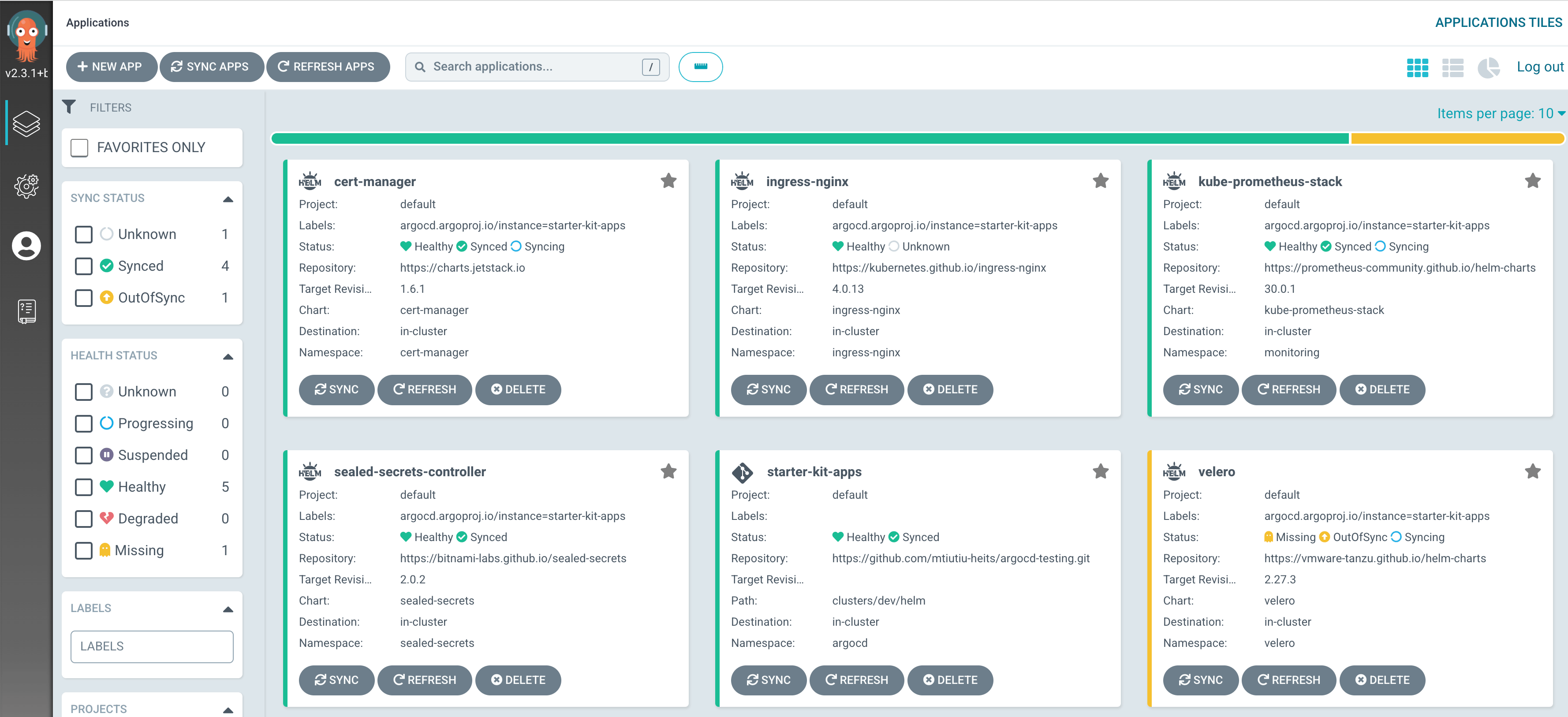 Argo CD Apps Page