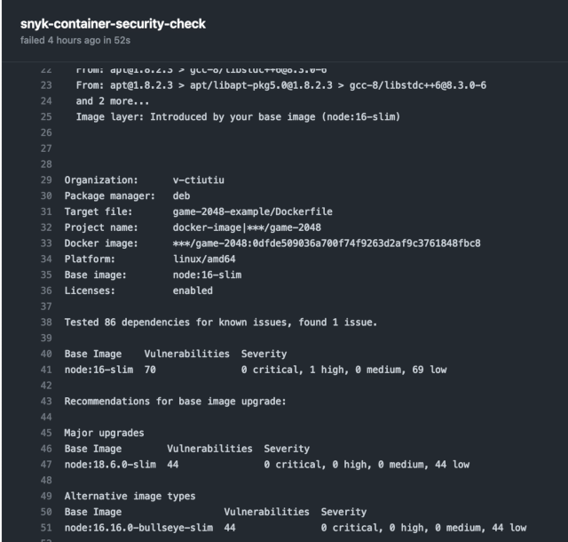 Snyk Container Fix Recommendations