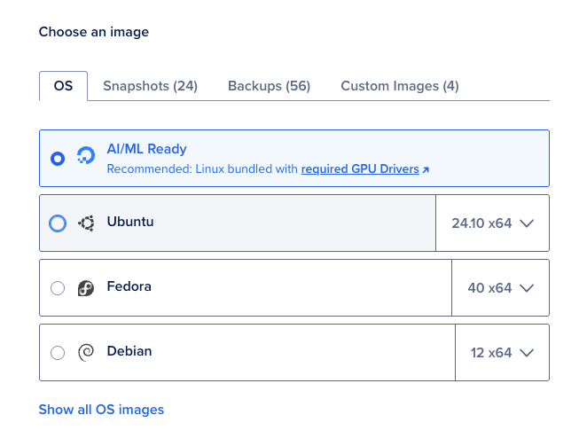 Create-a-gpu-droplet which is AI/ML Ready