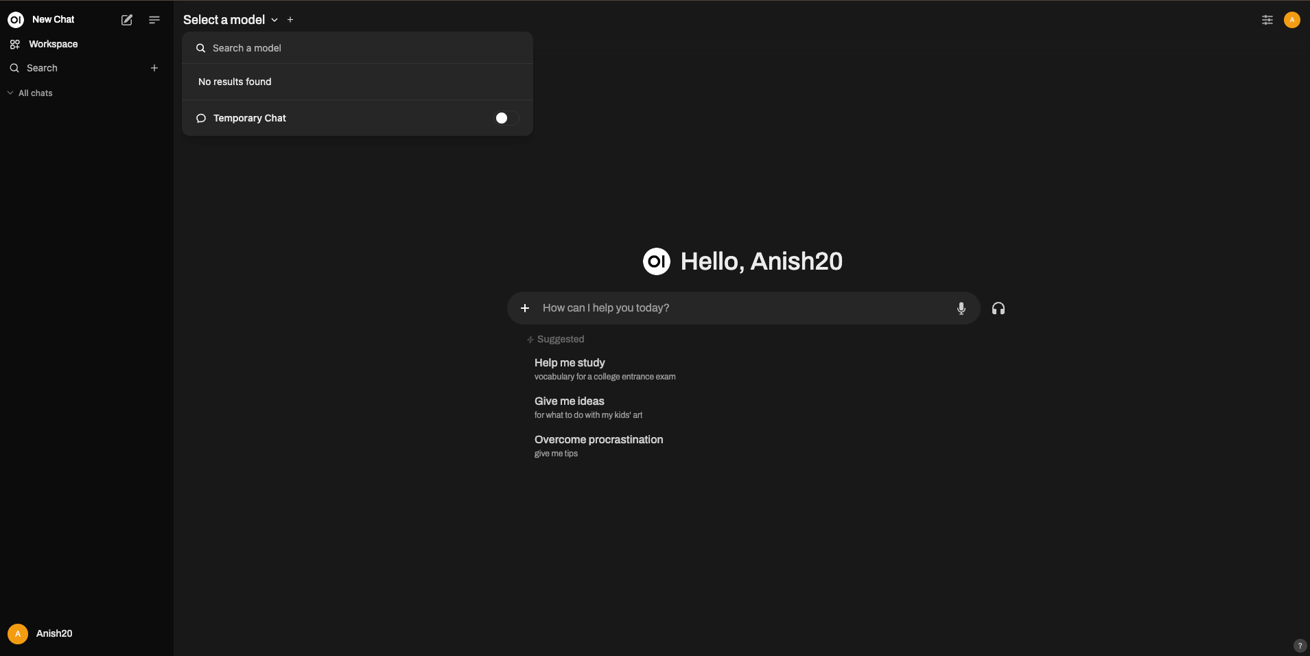 Open WebUI Dashboard