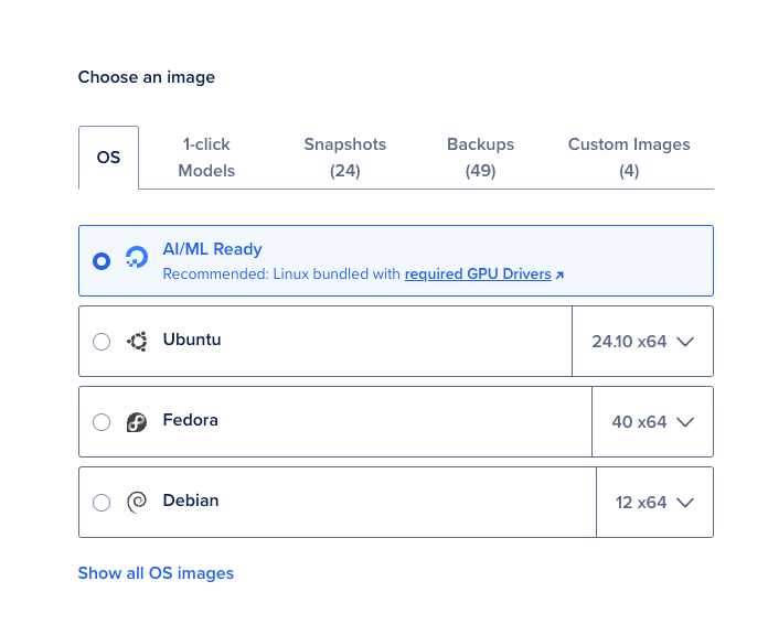 Create-a-gpu-droplet which is AI/ML Ready