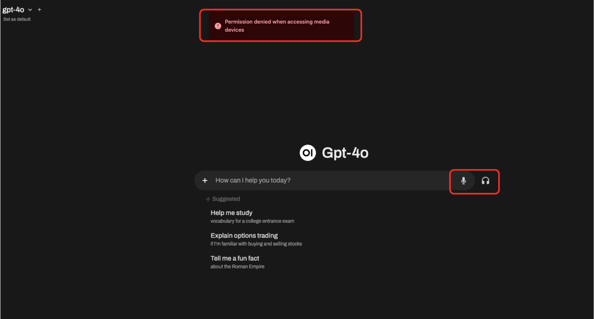 Error when recording audio