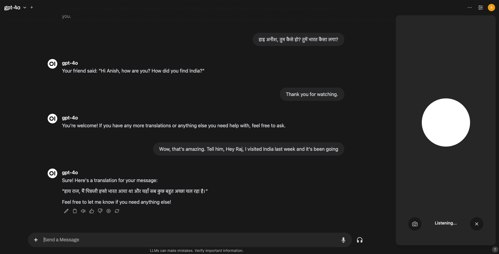 Voice chat and transcription in real time
