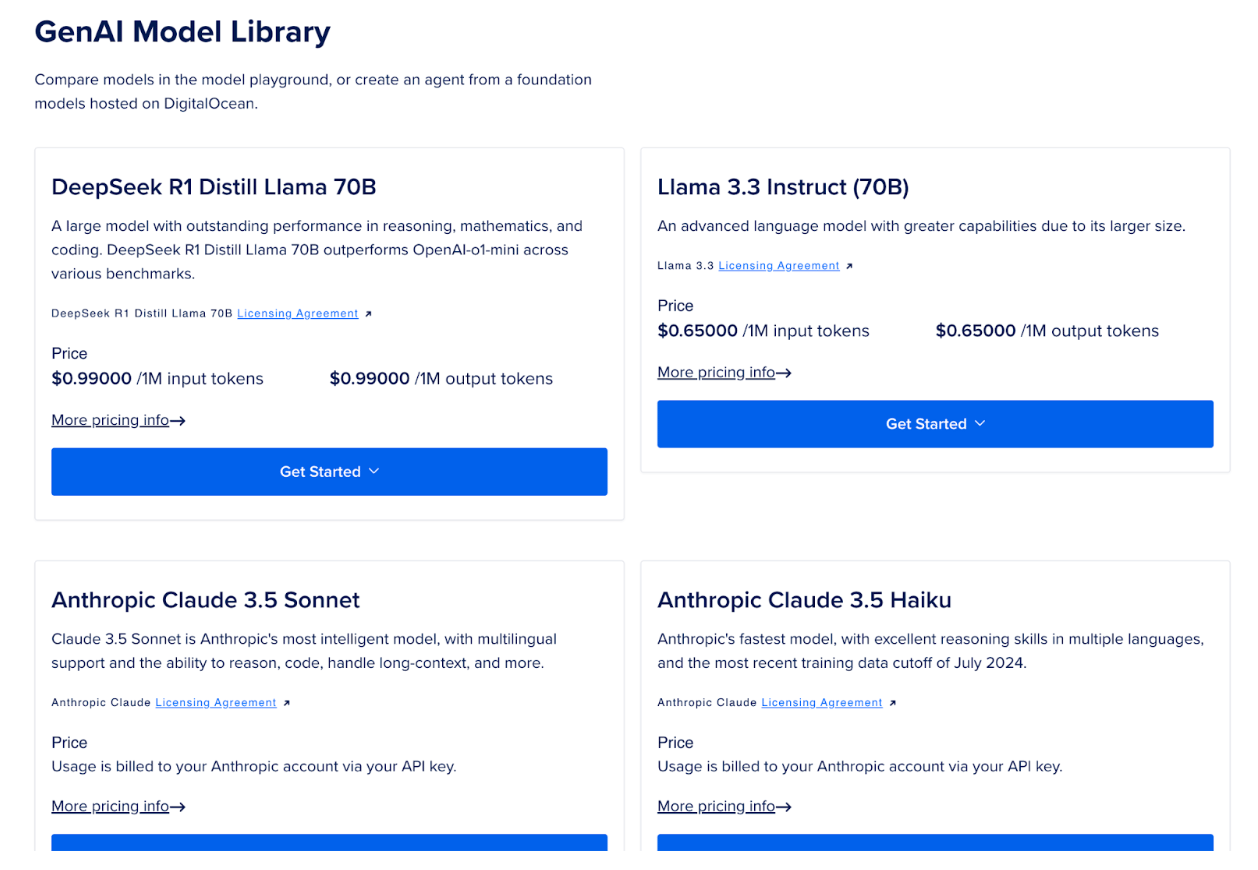 List of models supported by Gradient Platform 1