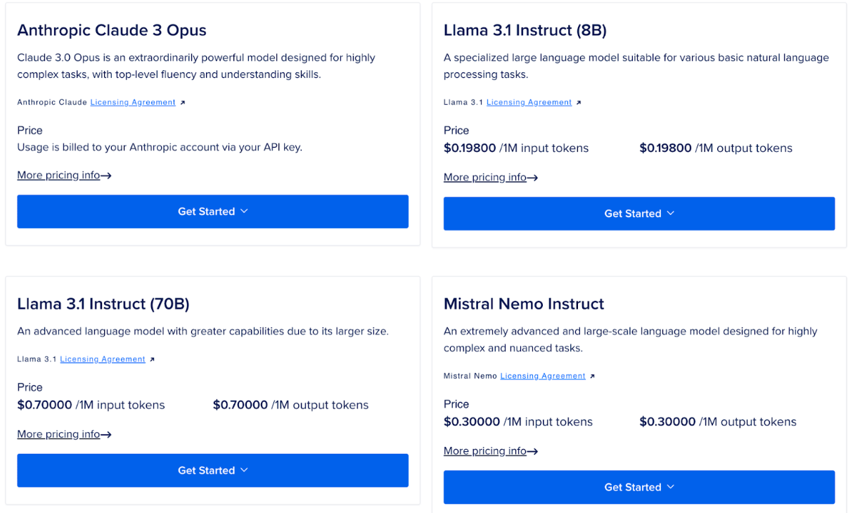 List of models supported by Gradient Platform 2