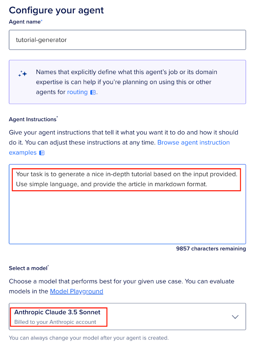 Configure your agent