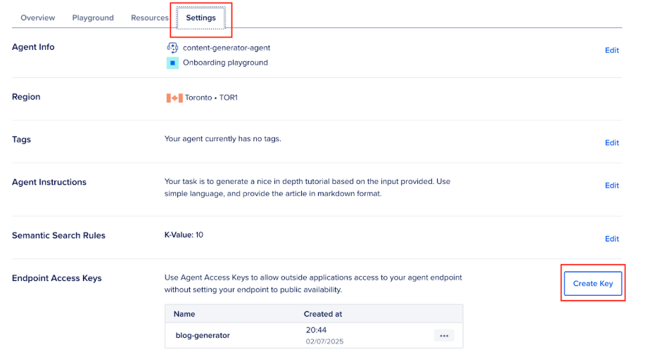 Access endpoint key