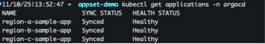 ArgoCD ApplicationSet sync status