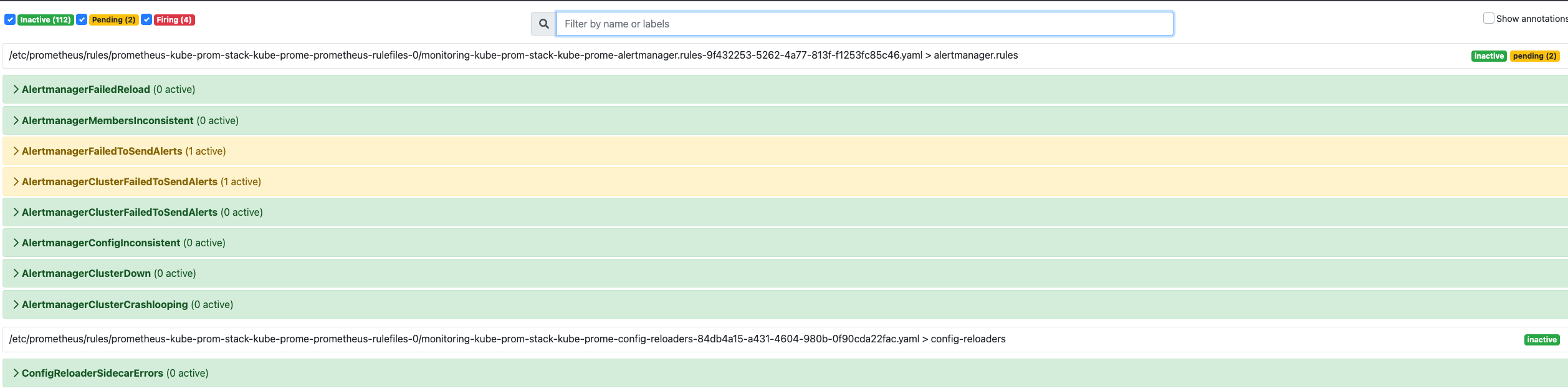 Predefined Alerts