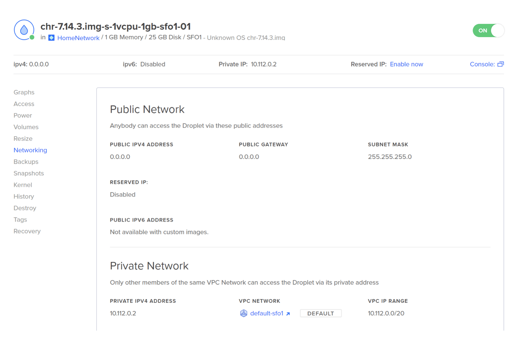 Droplet VPC IP