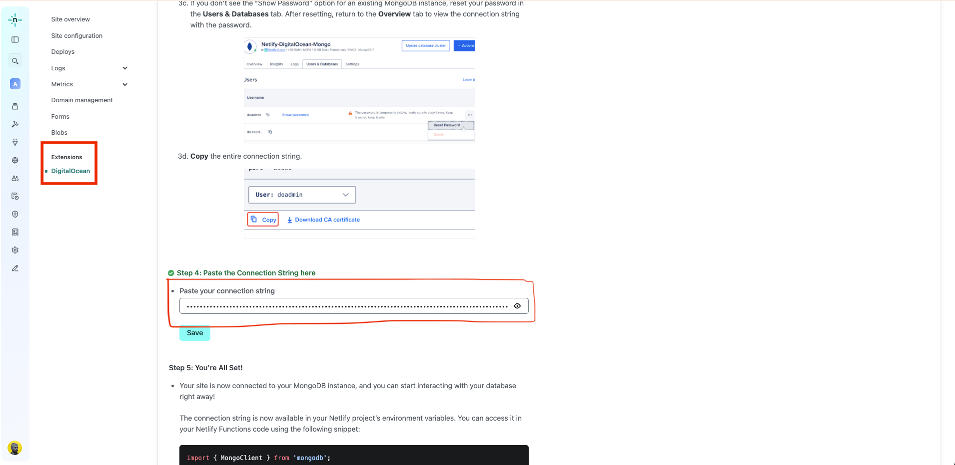 Add MongoDB Connection String
