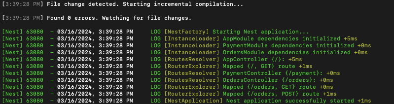 An Image showing server terminal after circular depeendency has been resolved