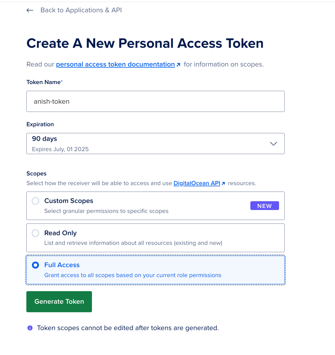 Generate New Token