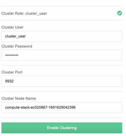 Clustering Settings