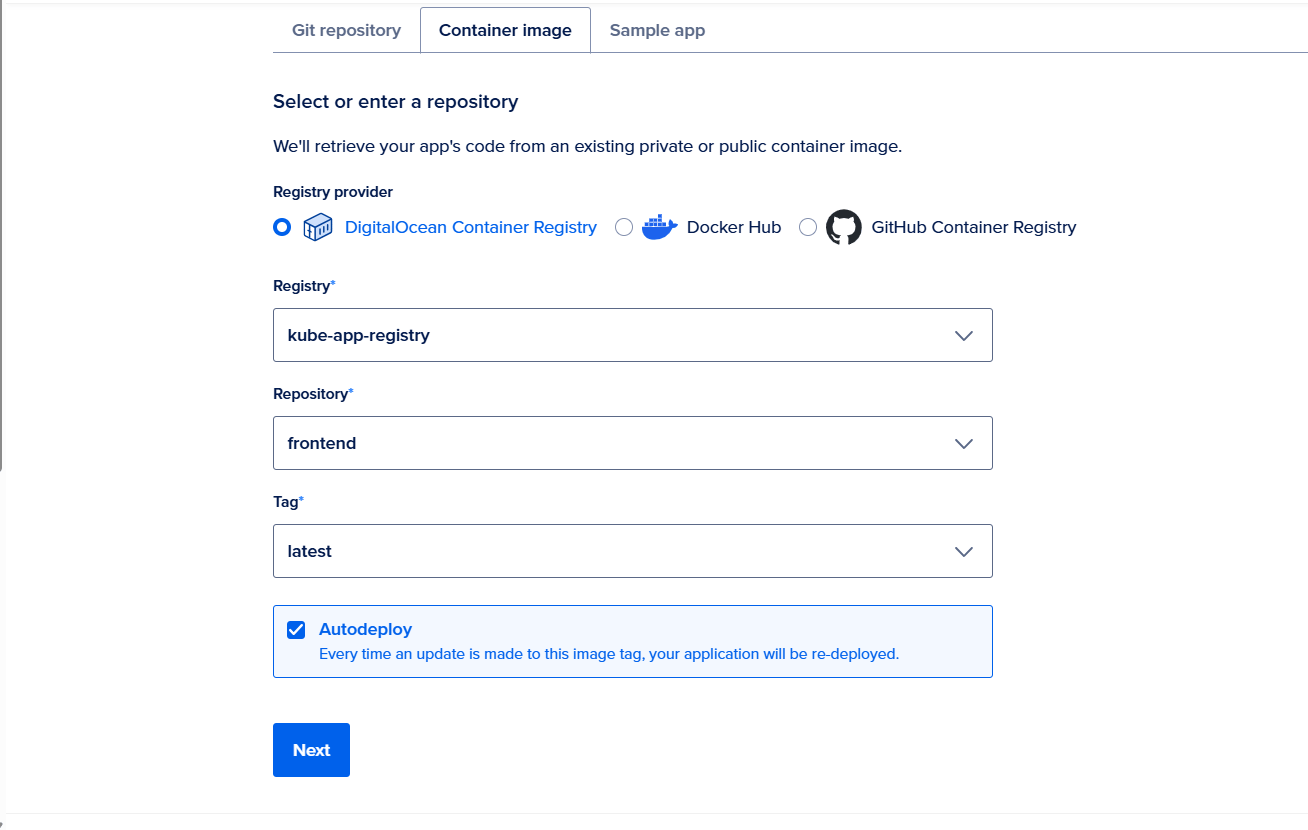 choosing registry and repository