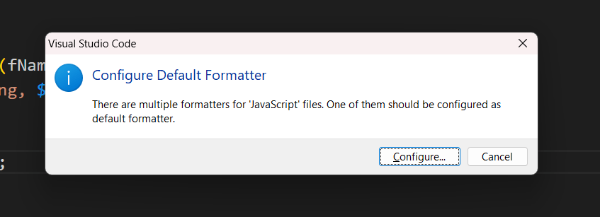 Prompt for selecting a default formatter