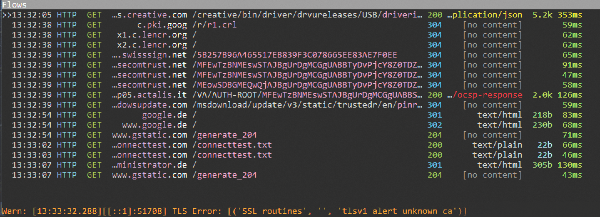 You can follow the client's communication on the console and interactively intervene in the data exchange.