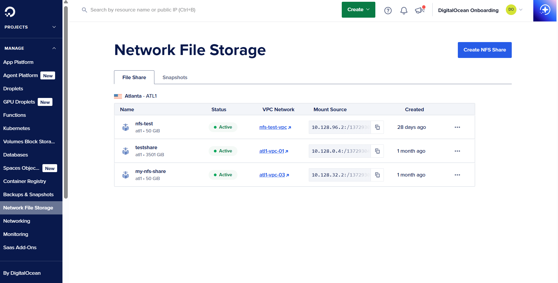 DigitalOcean NFS image