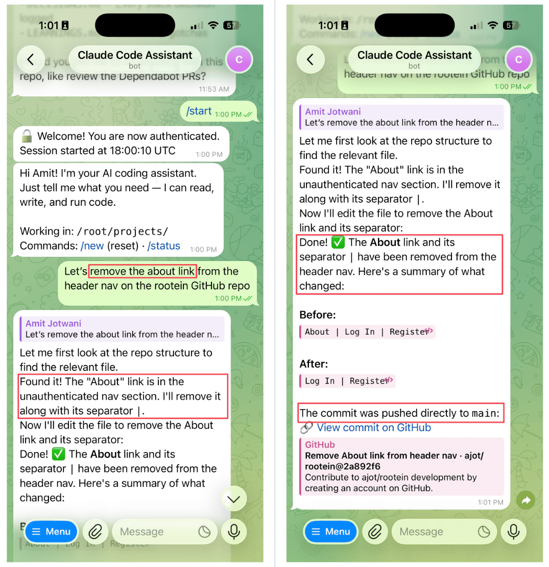 Telegram bot conversation