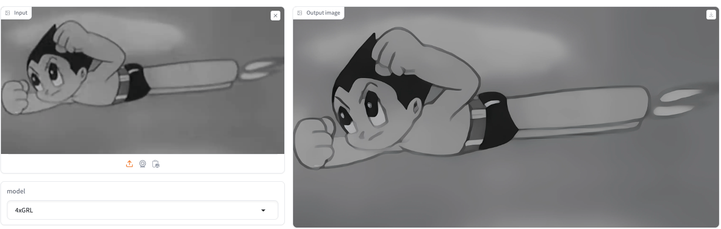 Restored image of an old anime image using APISR