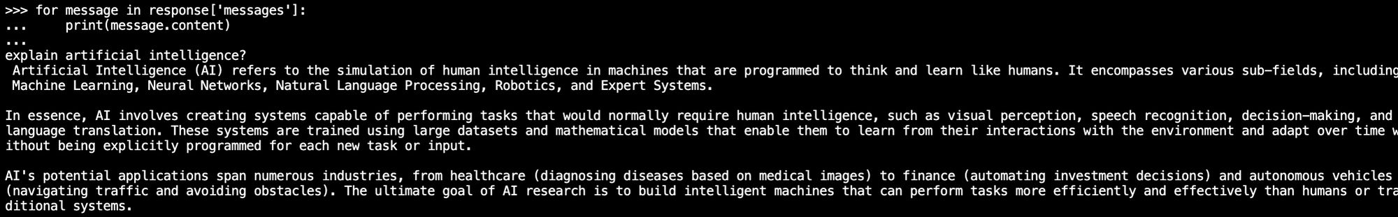 Response from AI Agent