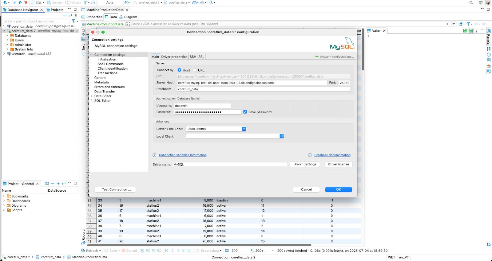 Testing MySQL connection in DBeaver