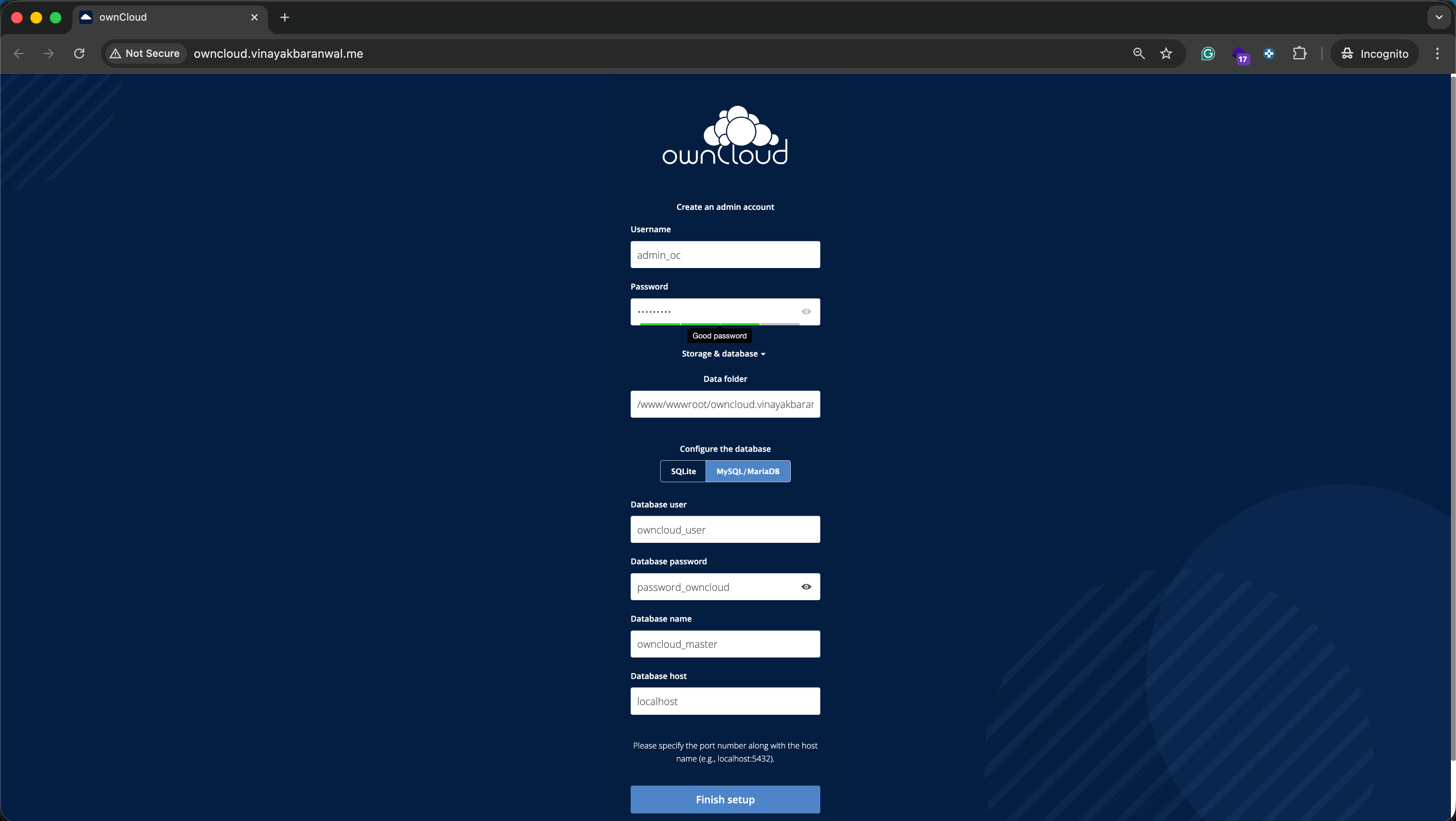 OwnCloud Detailed Signup