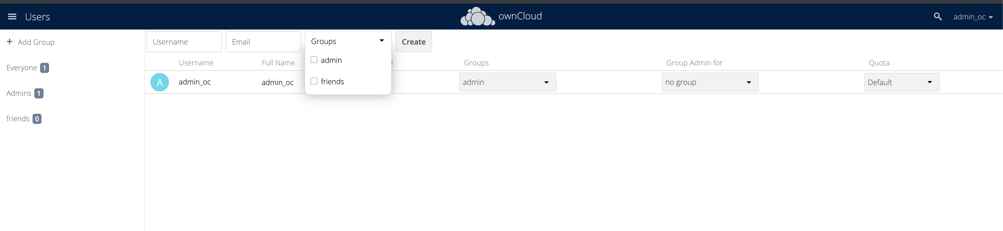 OwnCloud Groups Management