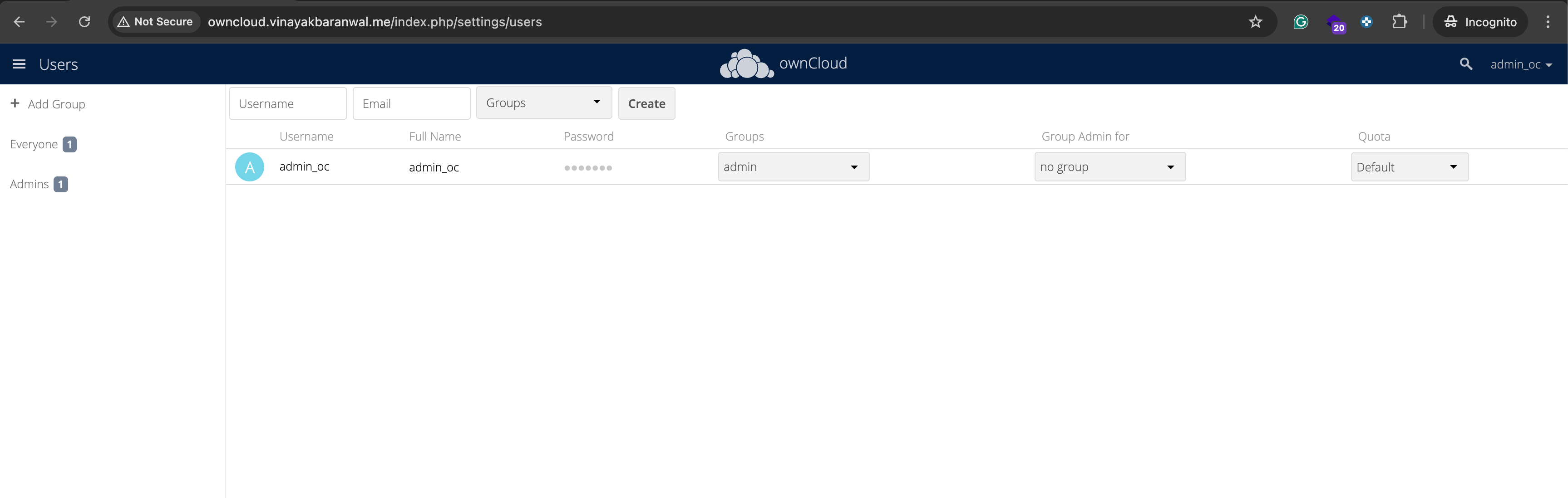 OwnCloud Users Management