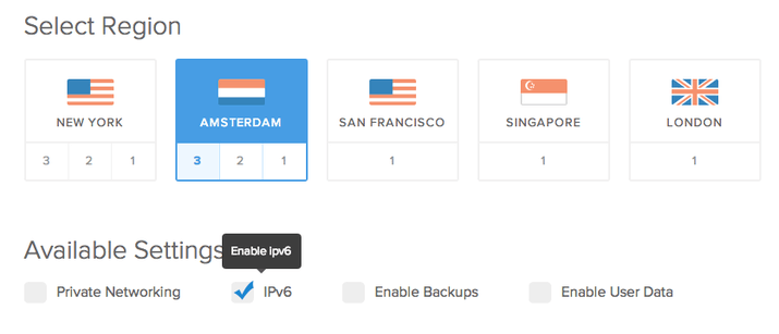 DigitalOcean control panel