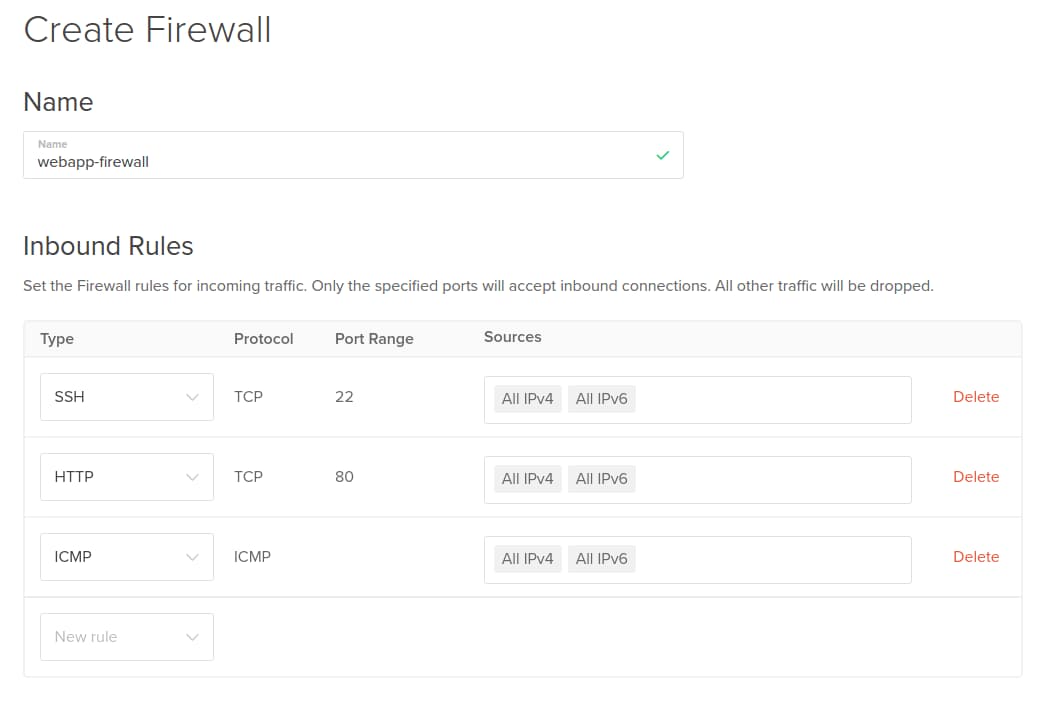 Create Firewall screenshot