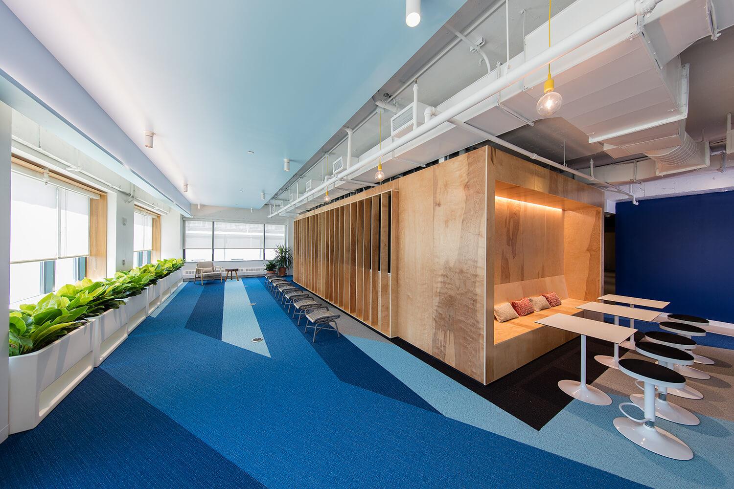 The Beach, showing DigitalOcean's ocean-blue carpet