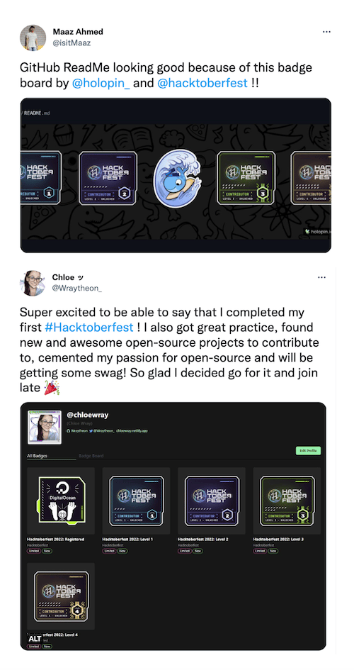 hacktoberfest tweet badges