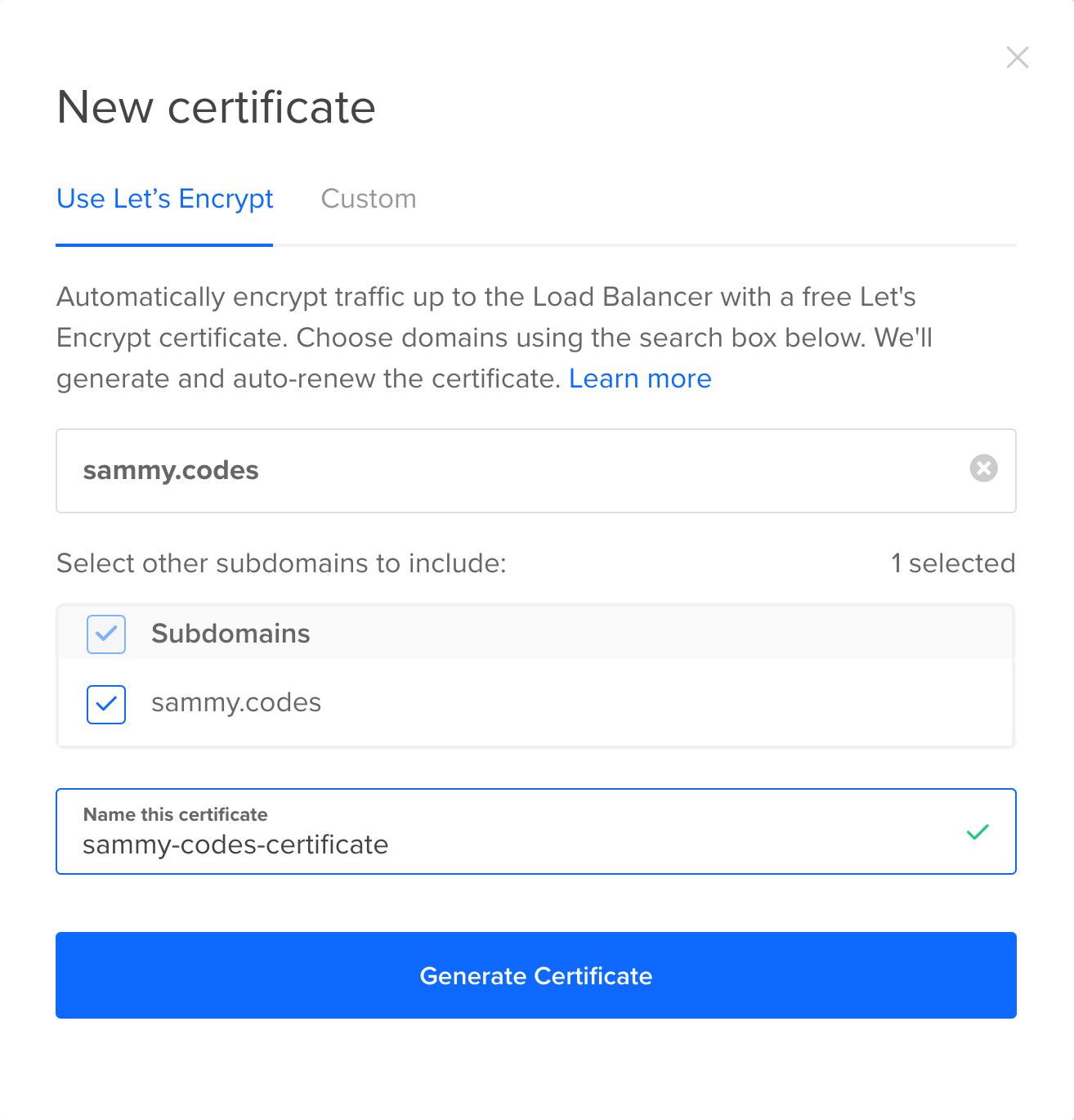 UI updates for Let's Encrypt