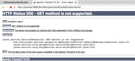 Servlet Exception, javax.servlet.ServletException