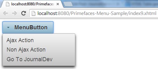 Primefaces MenuButton - Simple Example