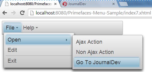 Primefaces Menubar - Menuitem - Just URL