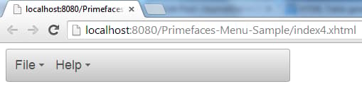 Primefaces Menubar - Simple Menubar Example