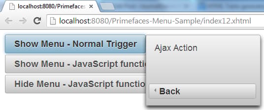 Primefaces SlideMenu - Example - After Menu Sliding