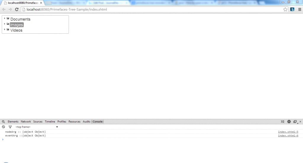 Primefaces Tree - OnNodeClick Example