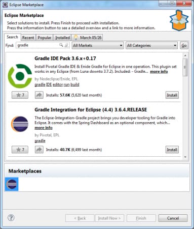 gradle eclipse plugin install marketplace